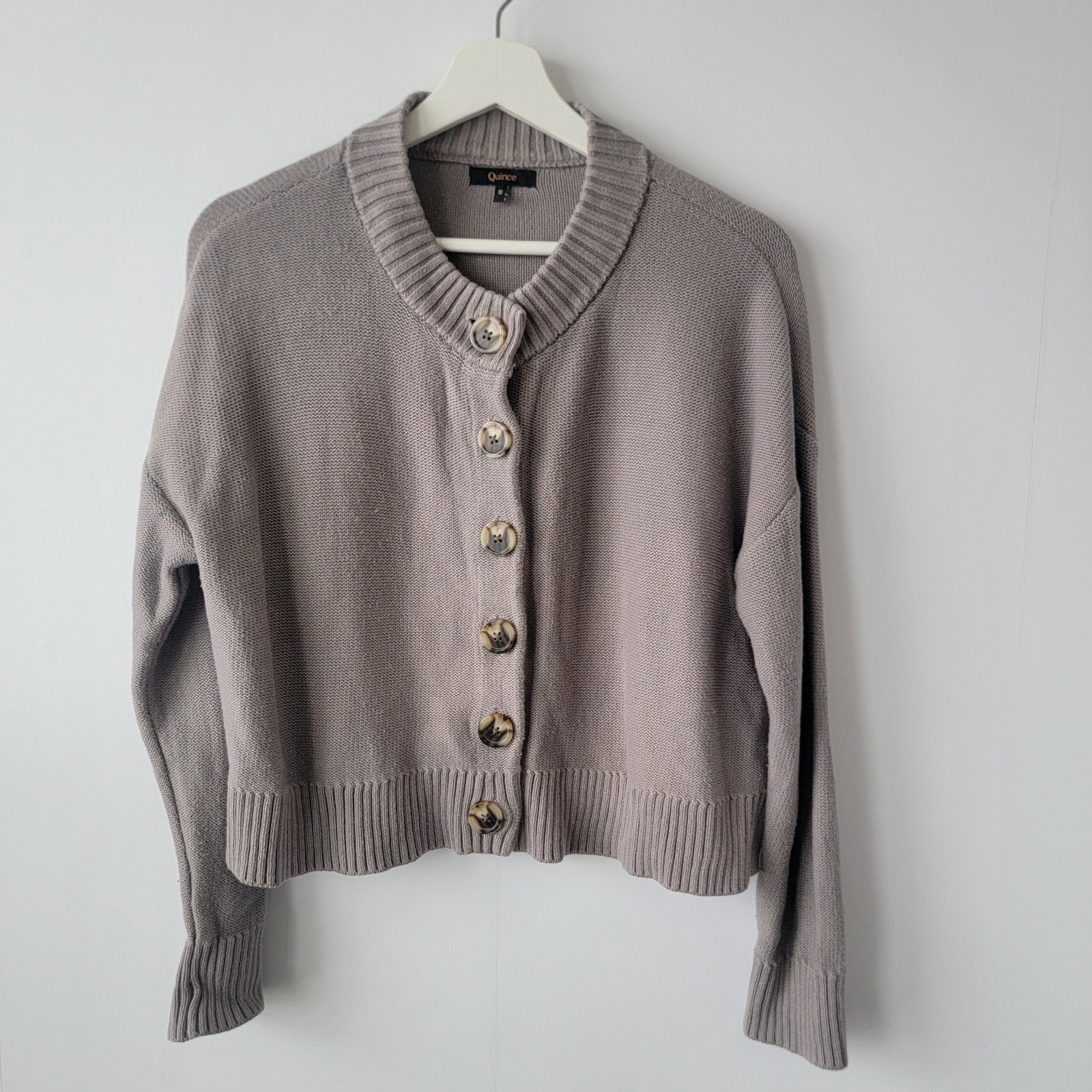 quince women\'s 100% organic cotton cropped cardigan size size s Open front gray quince women\'s 100% organic cotton cropped cardigan size size s Open front gray