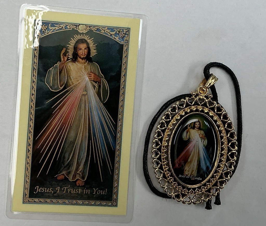 Medal Of The Chaplet Of Divine Mercy And Holy Card Of The Divine Mercy