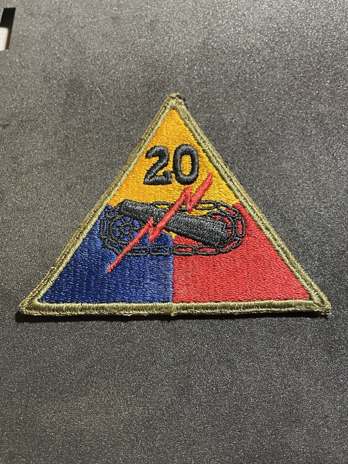 Original Cut-Edge Fully Embroidered WW2 20th Armored Division Patch Off Uniform