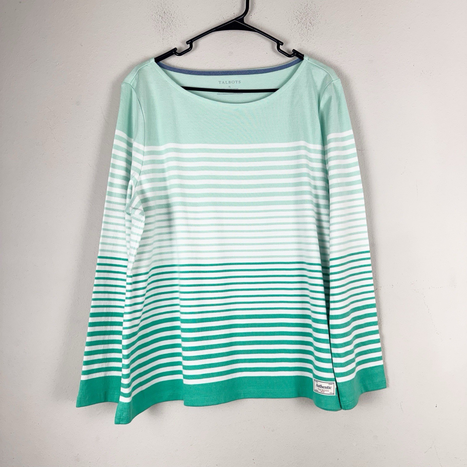 Talbots Women\'s Authentic Talbots Horizon Strip Tee Size XL Mint/Emerald Green Talbots Women\'s Authentic Talbots Horizon Strip Tee Size XL Mint/Emerald Green