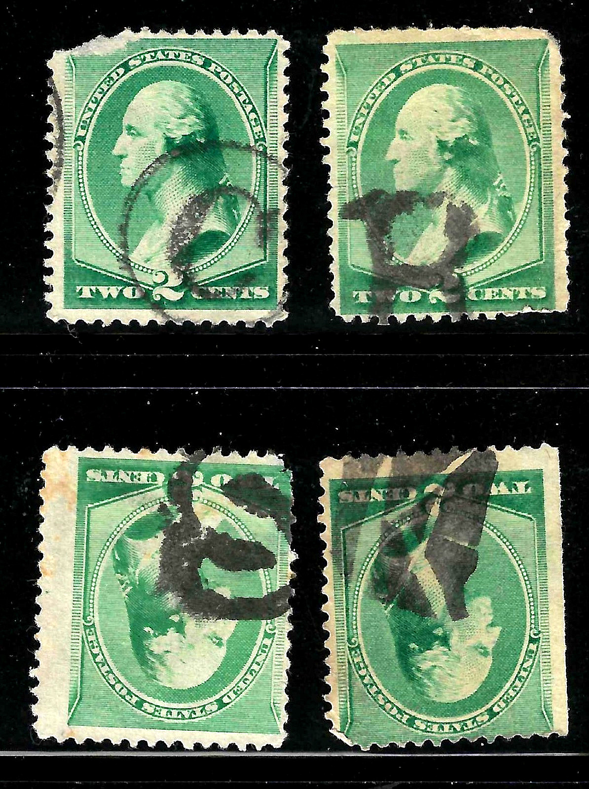 SC #213 Study of Letter Cancels B-C-K-S 2 Cent Washington Banknote 1888 US 20A46 SC #213 Study of Letter Cancels B-C-K-S 2 Cent Washington Banknote 1888 US 20A46
