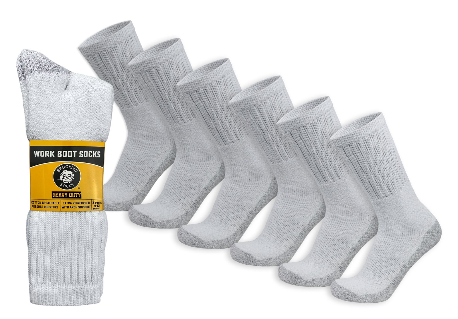 Men's Heavy Duty Steel Toe Work Crew Socks (US Shoe Size 10-12)