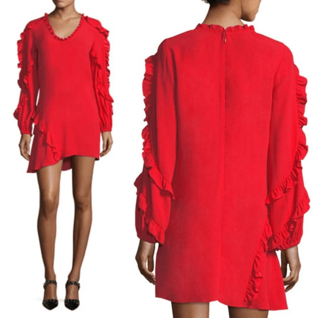Alexis Red Caretti Long Sleeve Ruffle Mini Dress, Size Small Alexis Red Caretti Long Sleeve Ruffle Mini Dress, Size Small