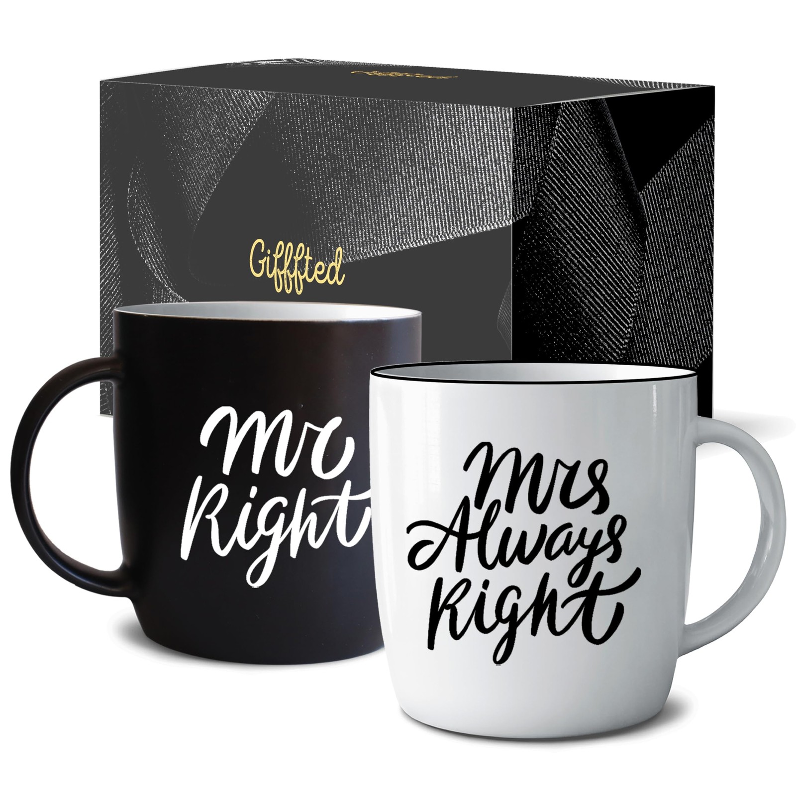 Triple Gifffted Mr Right Mrs Always Right Coffee Mugs Gifts Ideas for Couples, W Triple Gifffted Mr Right Mrs Always Right Coffee Mugs Gifts Ideas for Couples, W