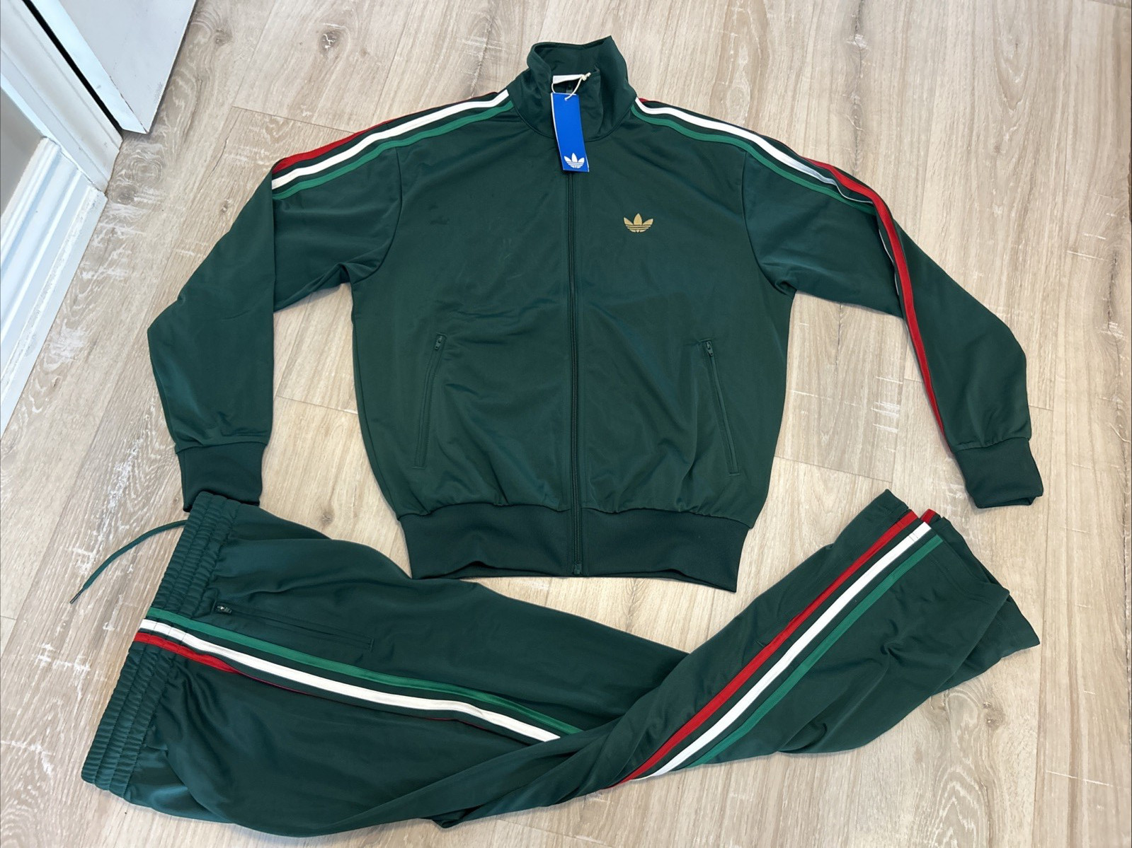 adidas Mens Firebird Set Top Bottom FIFA Mexico Green Jacket Pants
