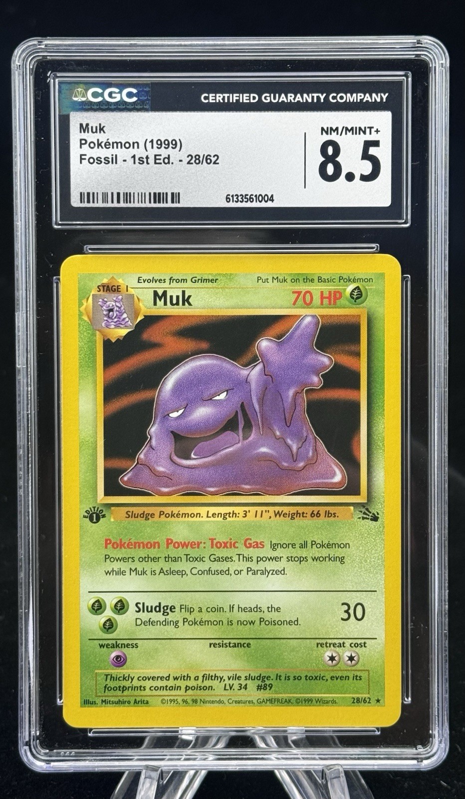 Muk #28 Non-Holo 1st Edition Fossil 1999 Pokemon CGC 8.5 ☠️ Muk #28 Non-Holo 1st Edition Fossil 1999 Pokemon CGC 8.5 ☠️