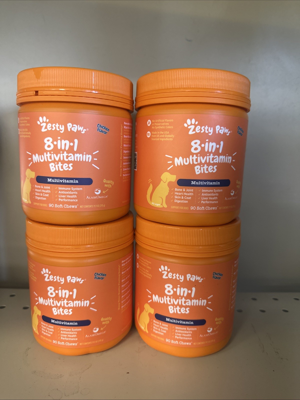 Zesty Paws 8-in-1 Multivitamin Bites for Dogs Flavor 90 Soft Chews Lot Of 4 2028 Zesty Paws 8-in-1 Multivitamin Bites for Dogs Flavor 90 Soft Chews Lot Of 4 2028