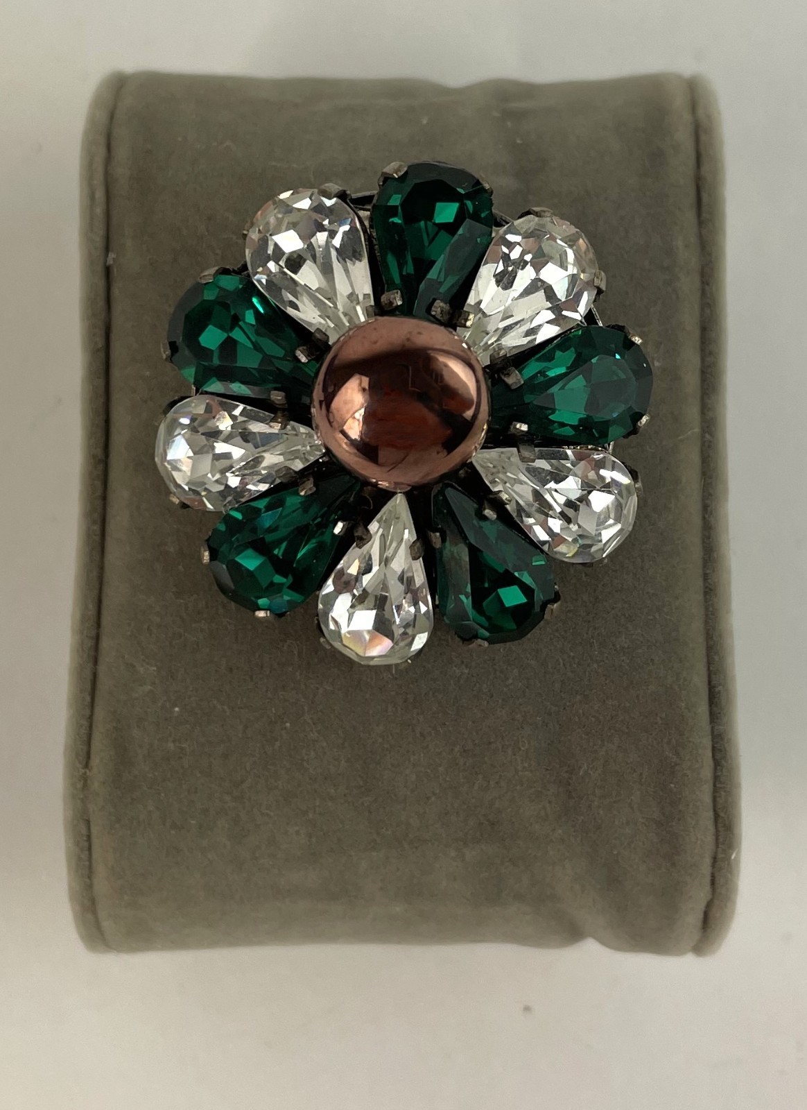 Vtg. 1930\'S CZECH Art Deco Green White Marquise Rhinestone Brooch Pin, FABULOUS Vtg. 1930\'S CZECH Art Deco Green White Marquise Rhinestone Brooch Pin, FABULOUS