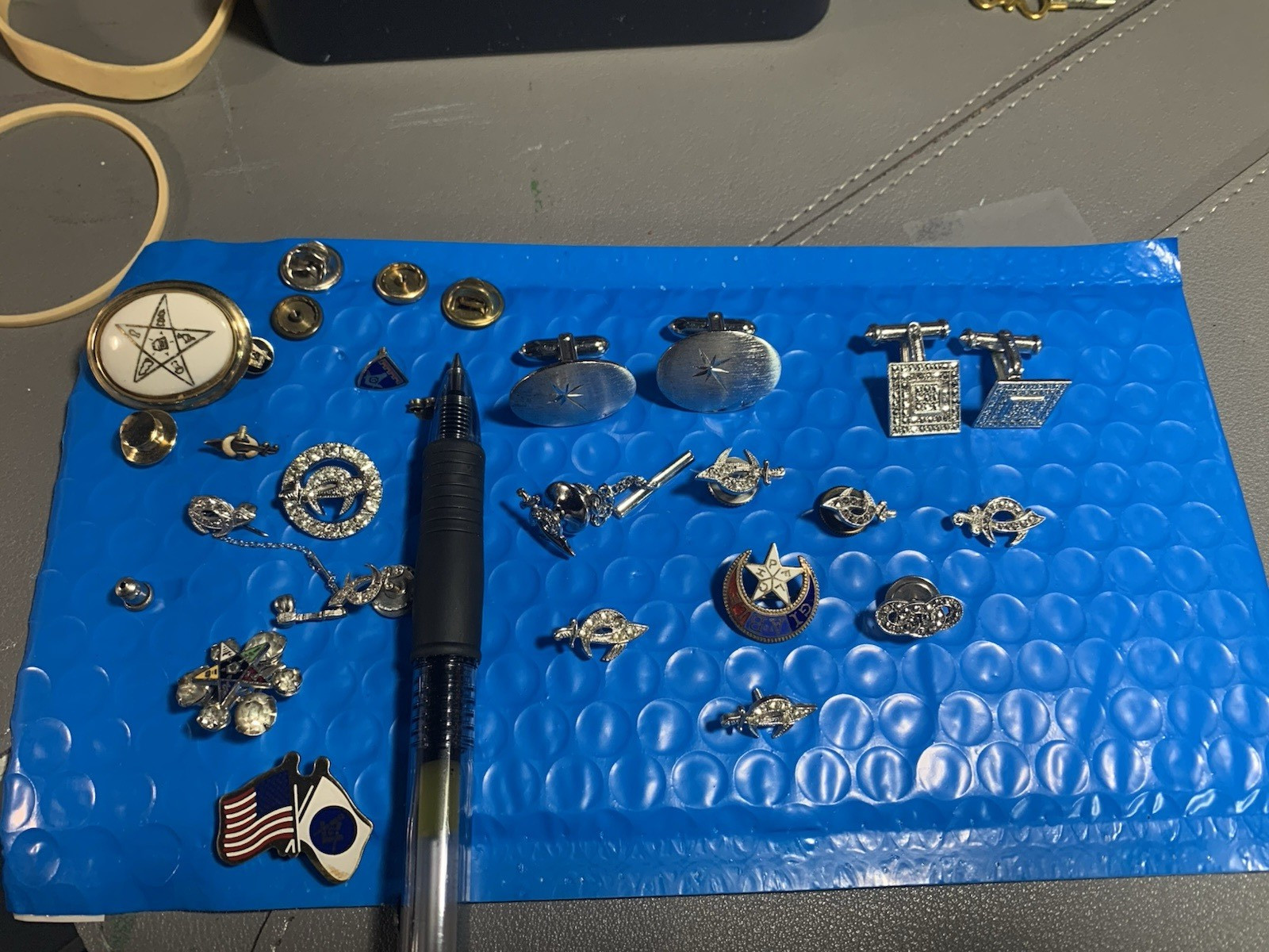 Vintage Masonic Shriners OES pins. Cuff Links Sterling And Non, lot Vintage Masonic Shriners OES pins. Cuff Links Sterling And Non, lot