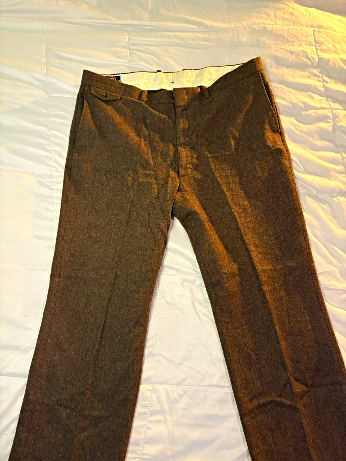 VINTAGE Wm. F. Farah Men’s Brown Wool Blend Flannel Pleated Dress Pants 32W