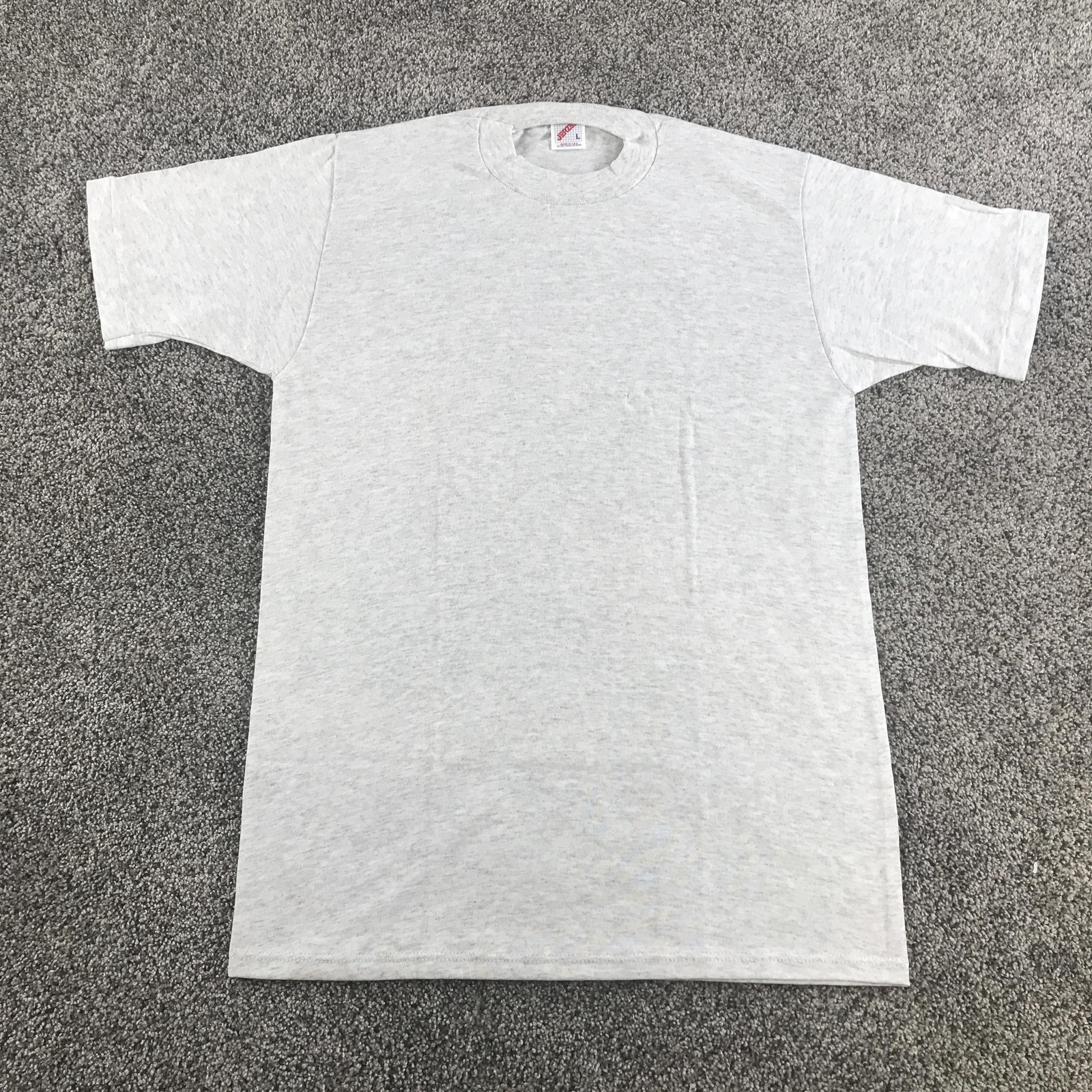 Vintage Jerzees Shirt Mens Large Gray Blank T Shirt Made In USA Crew Neck