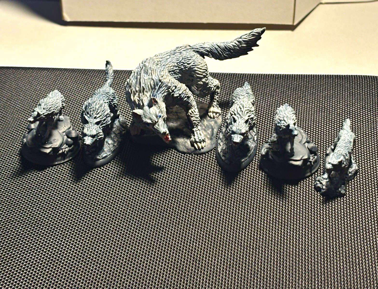 Dire Wolf Pack 7 Miniatures Hand Painted D&D DnD RPG Wolf Encounter Set