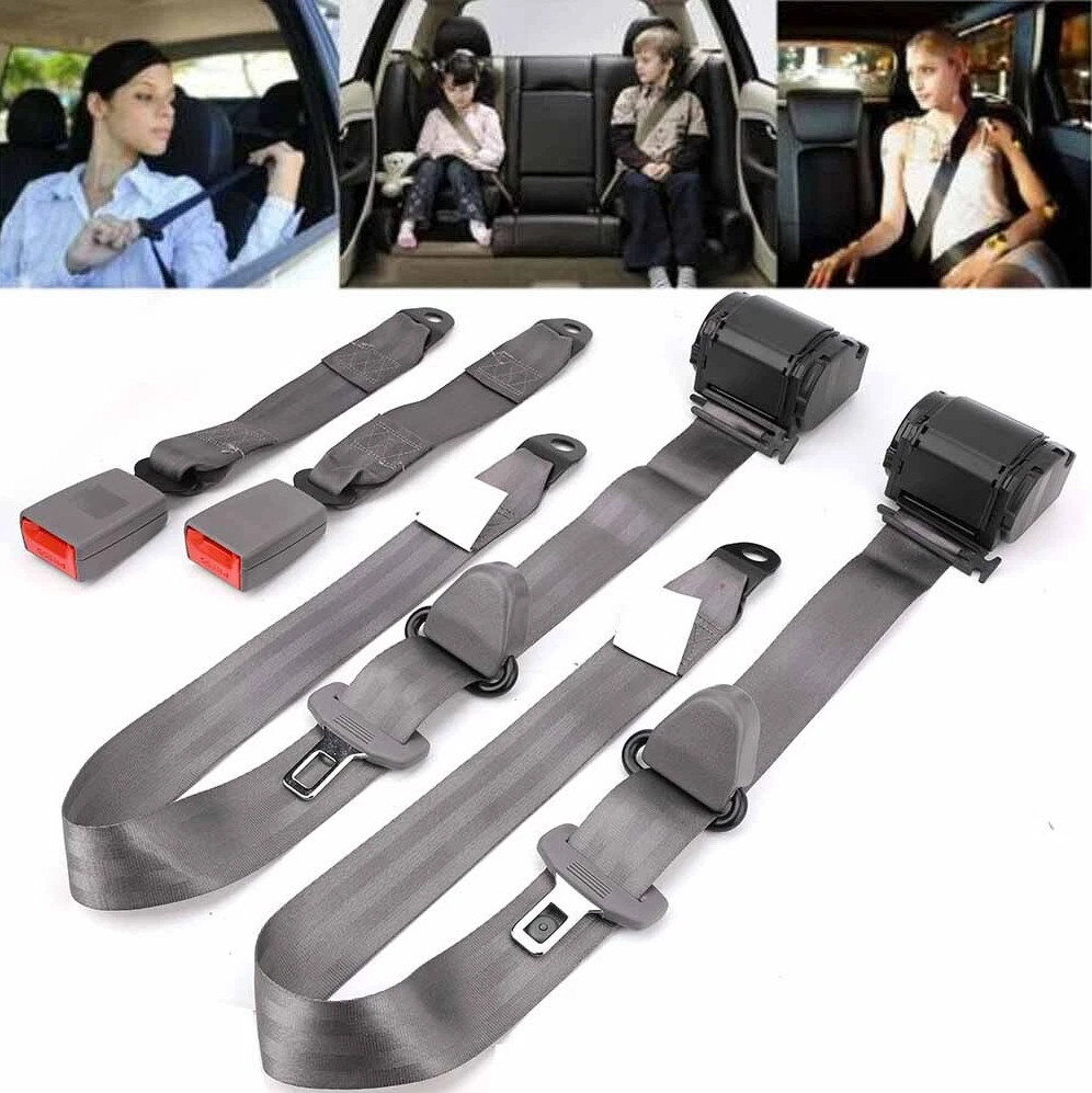 2pcs Retractable 3 Point Safety Seat Belt Straps Car Vehicle Adjustable Belt...