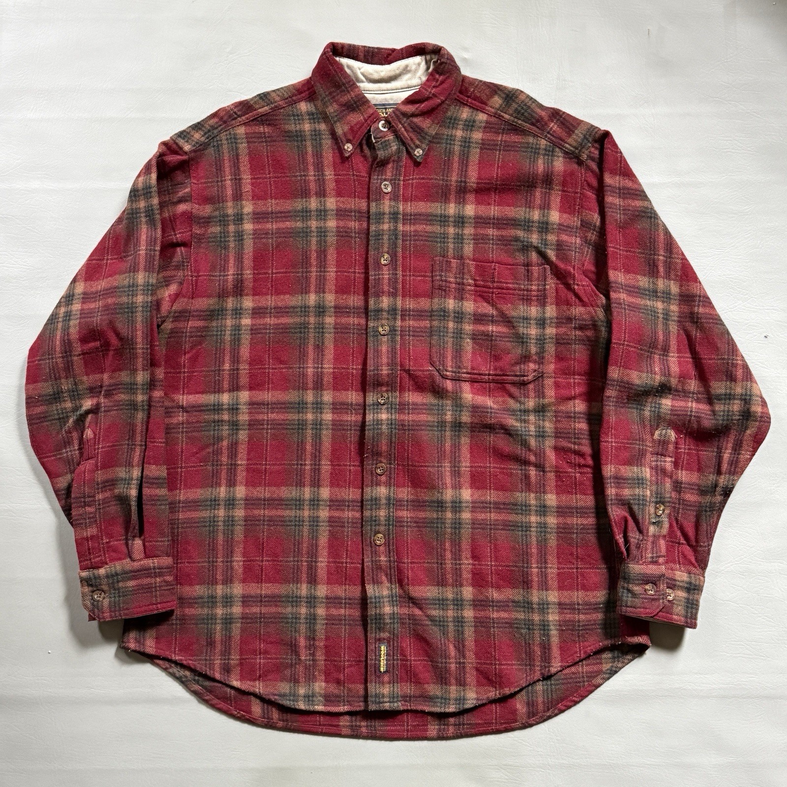 Vintage Woolrich Buffalo Plaid Button Down Flannel Shirt Mens Size Large Wool