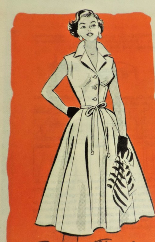 1950s Mail-order Marian Martin Miss 9238 Full Day Dress Sz 14 B32\