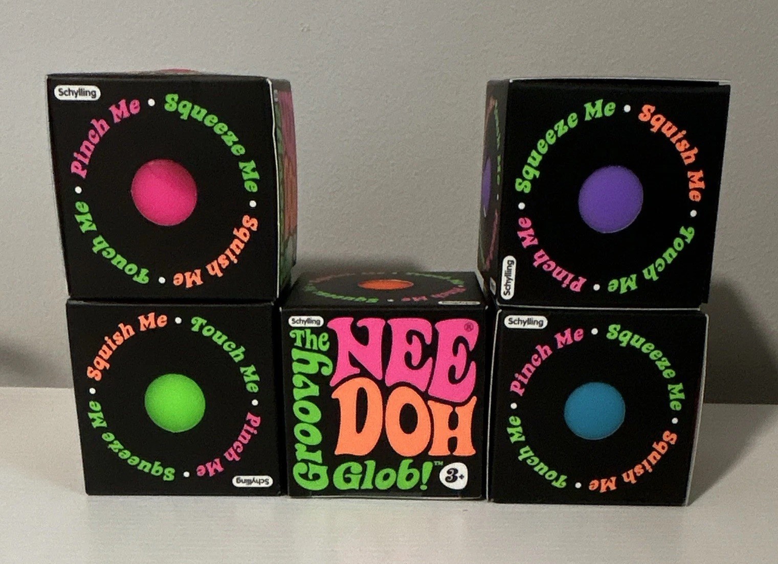 Schylling Needoh Groovy Glob Lot Of 5 Basic Squishy Colors Sealed Authentic