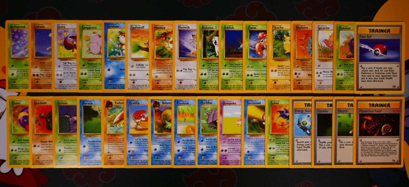 MP/HP (Unlimited) COMPLETE Pokemon JUNGLE+FOSSIL Set COMMON 32-Card All Non-Holo