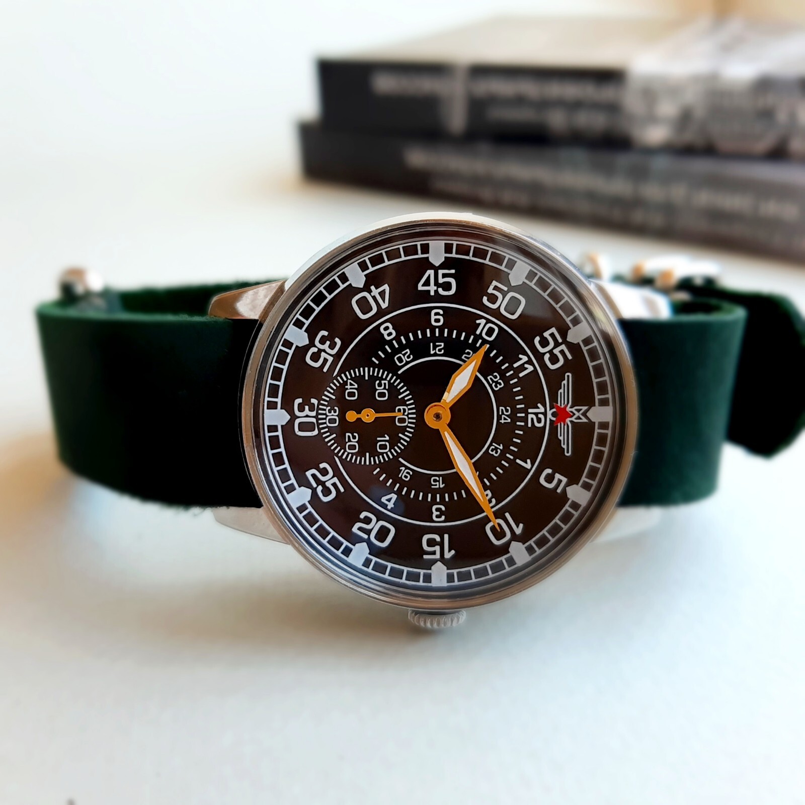 Mechanical watch POBEDA Aviator, military watch, men's vintage wrist watch