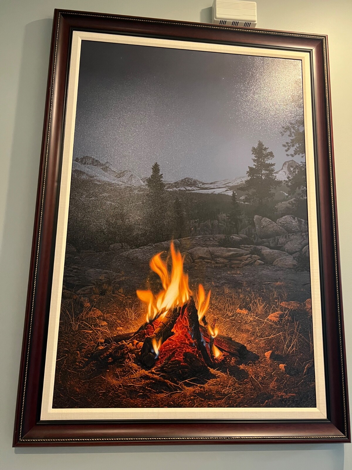 Stephen Lyman Mountain Campfire S/N Limited Edition Framed and Matted