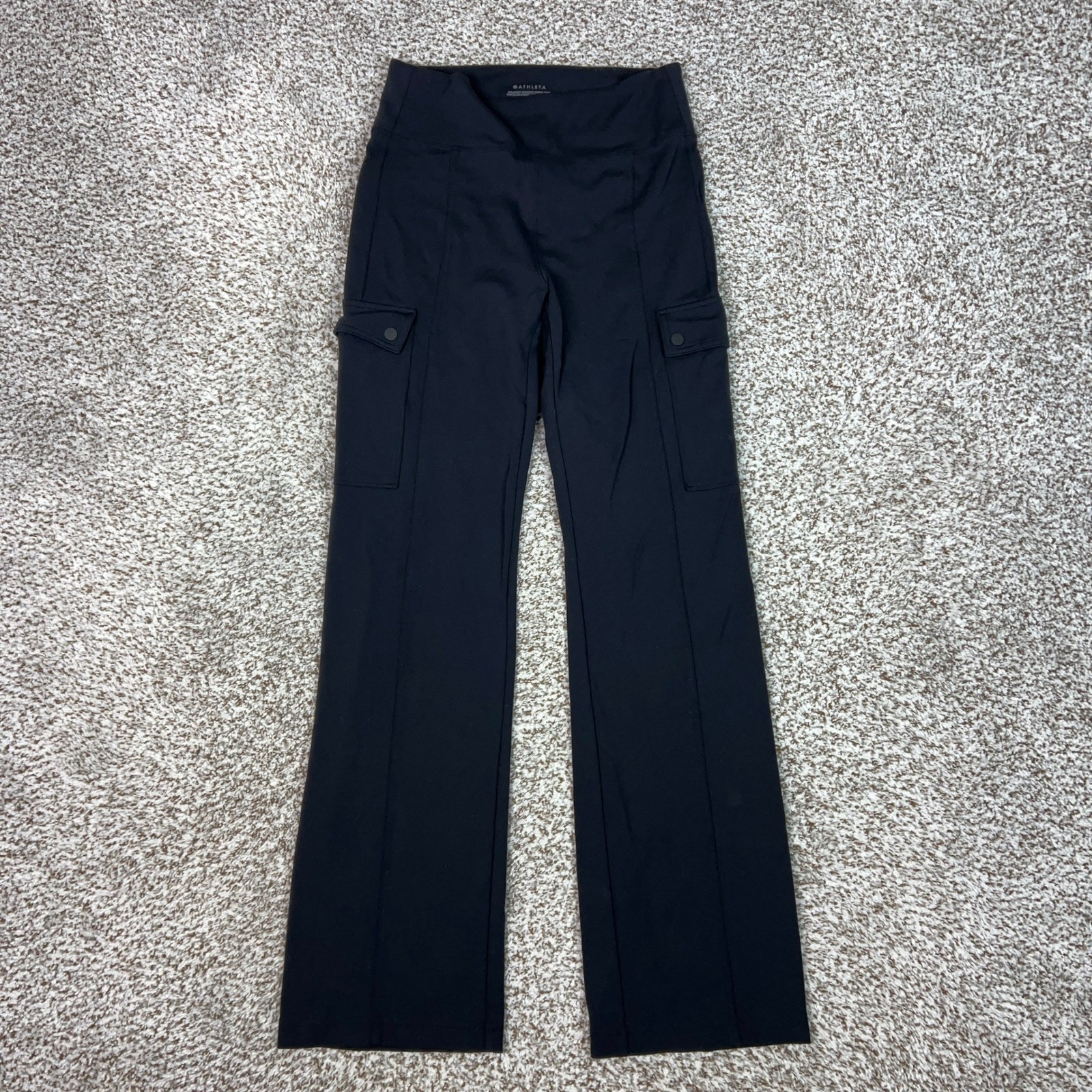 Athleta Pants Womens Small Delancey Cargo Black Straight Utility Travel Basic
