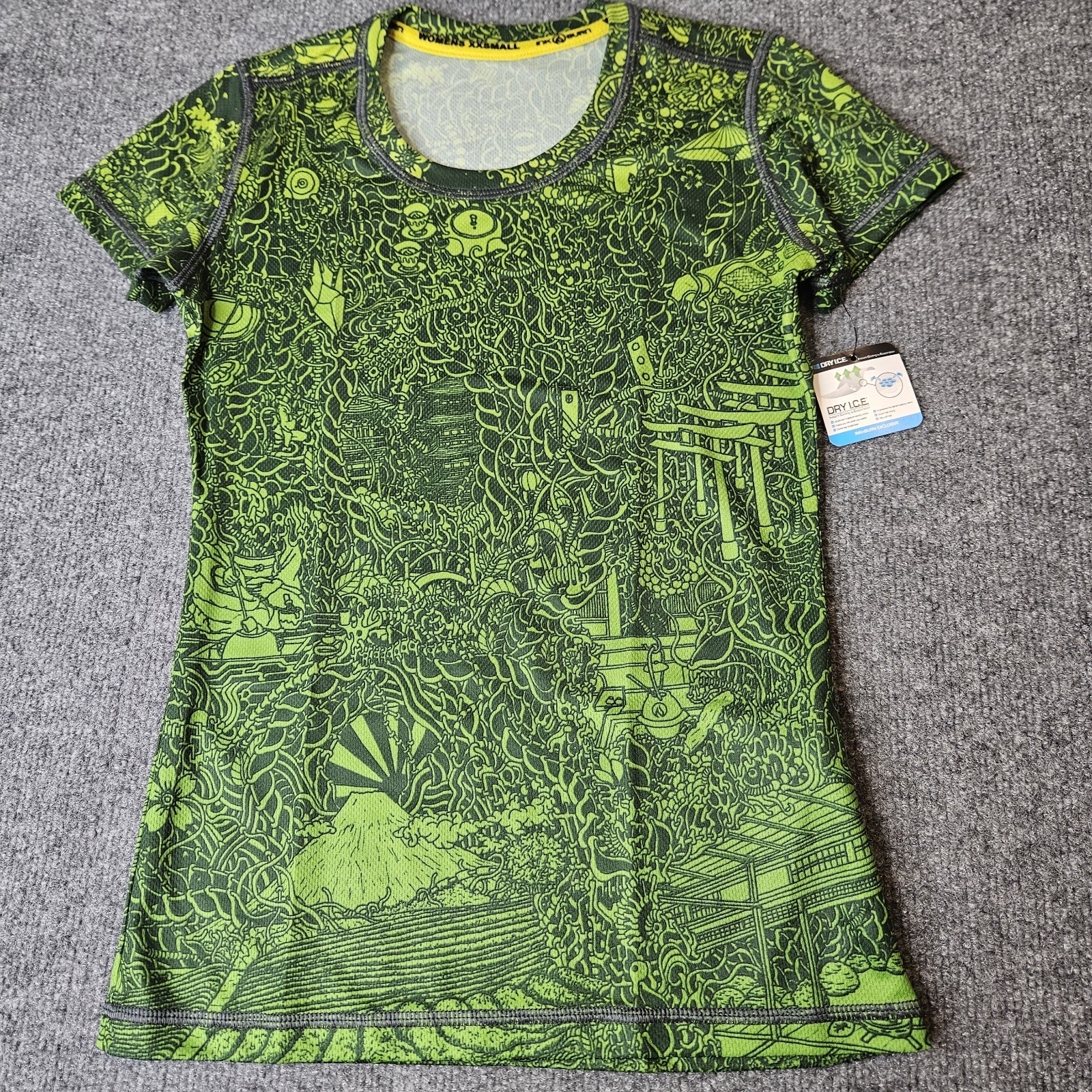 Inknburn Womens Tech Tee Size XXS Green Tea  Shortsleeve Quick Dry Wicking