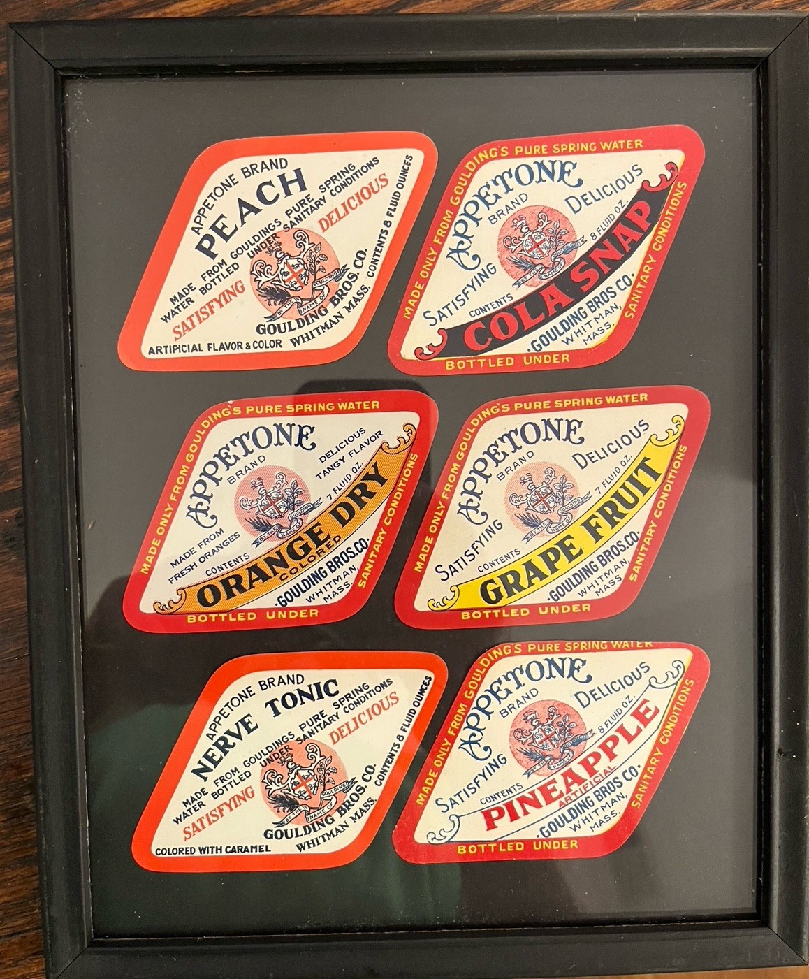 Vintage 1920s Appleton Soda Bottle Labels - Framed