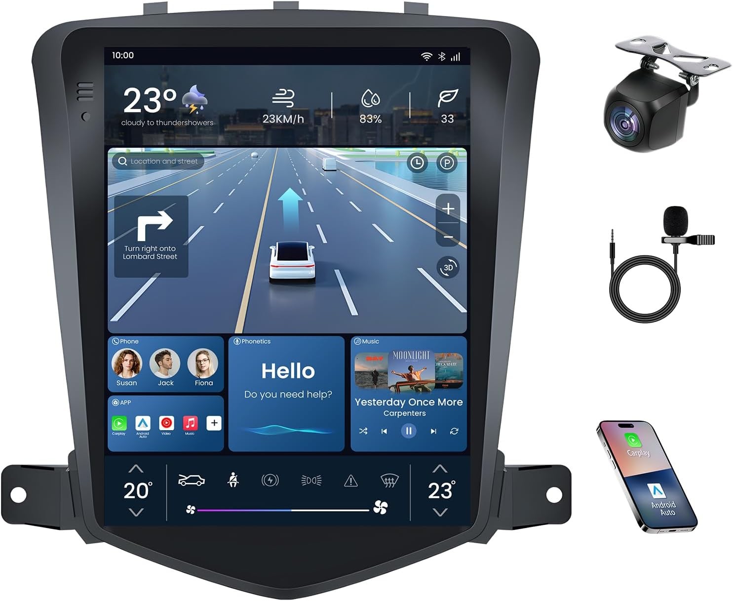 For 2010-2015 Chevrolet Camaro Android 15 Apple Carplay Car Stereo Radio GPS