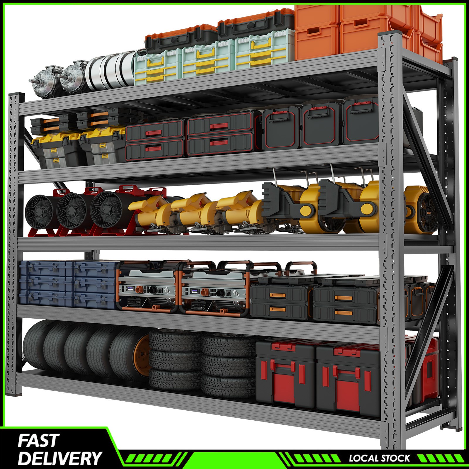 5 -Tier Garage Shelving Heavy Duty 8000 lbs Storage Shelves Metal Organizer Rack