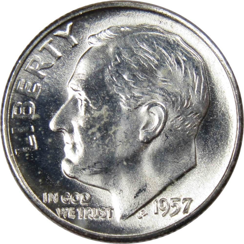1957 Roosevelt Silver Dime Uncirculated Mint State 10c Coin