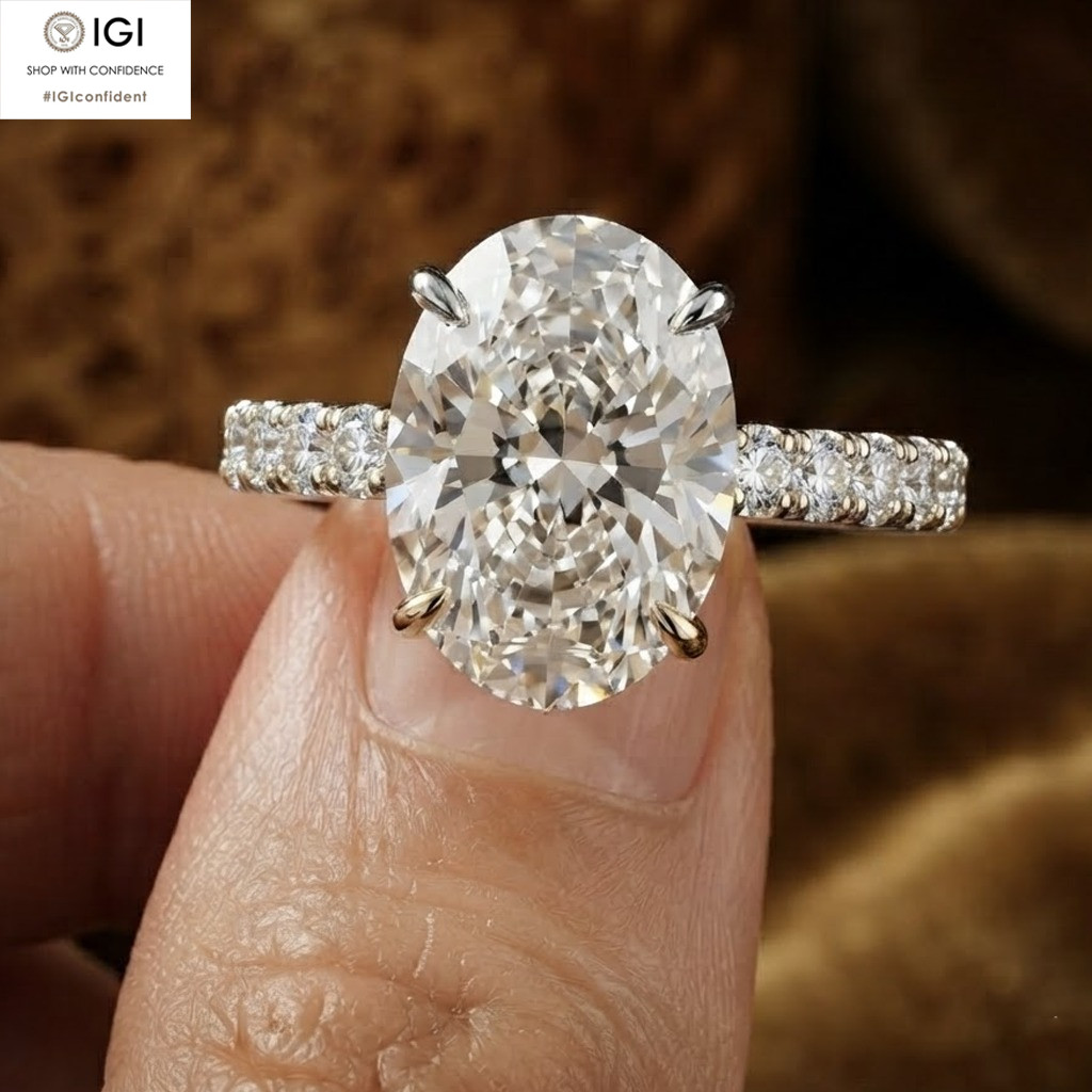 IGI 2.50Ct Oval Cut D VS1 Lab Grown Diamond Engagement Ring in 14K White Gold