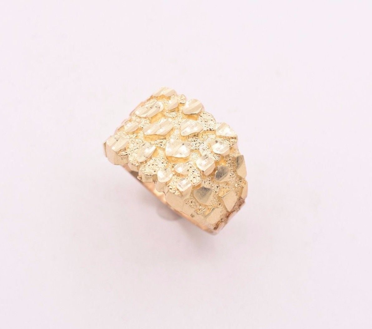 Mens Large Nugget Square Ring Real Solid 10K Yellow Gold ALL SIZES