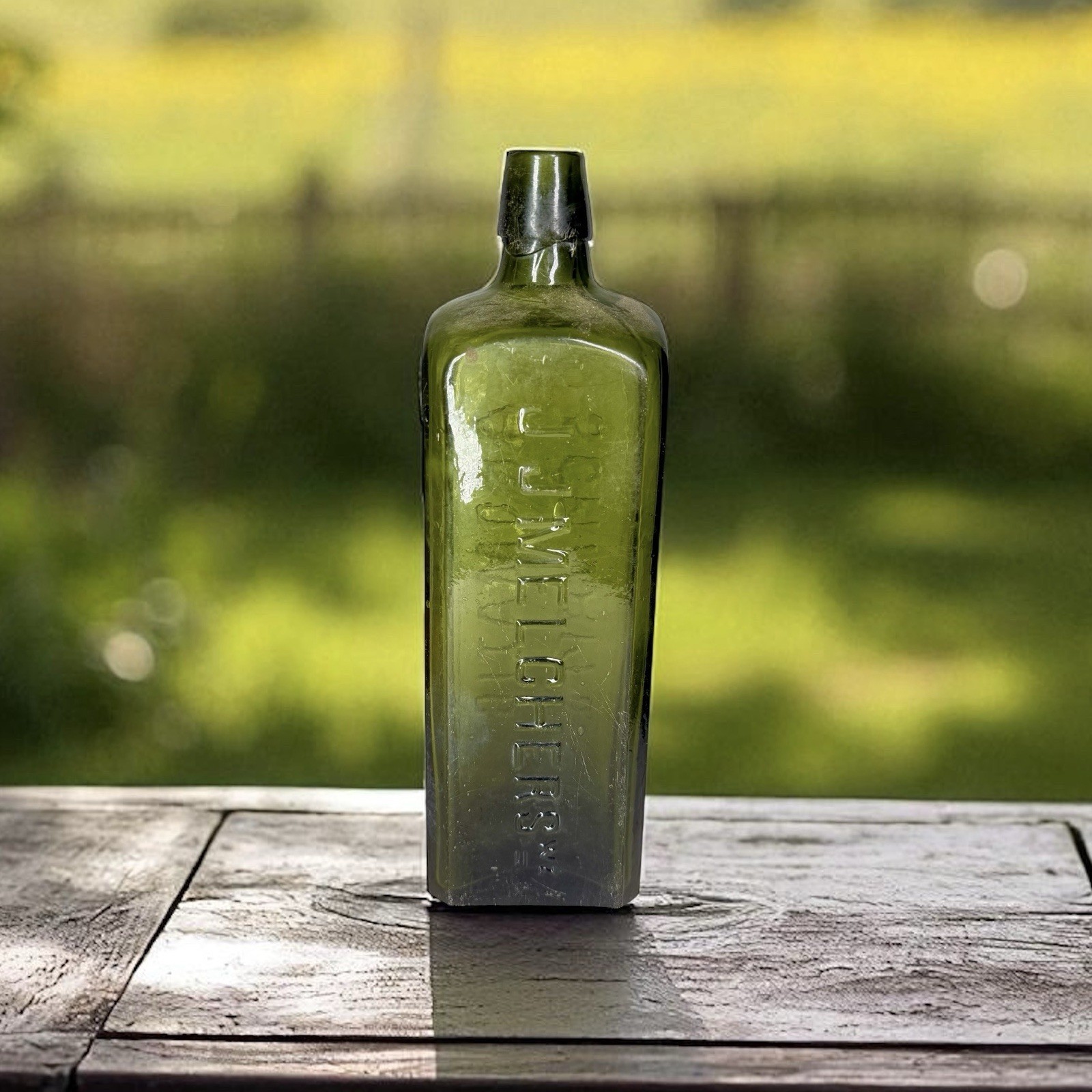 RARE Antique 1870’s-80’s J J Melchers Aromatic Schnapps Schiedam  Green Bottle