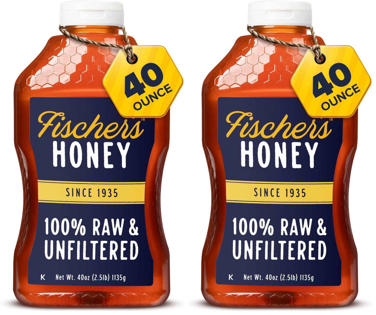 Fischer’s 100% Pure, Raw & Unfiltered Honey – 40 Ounce (Pack of 2)