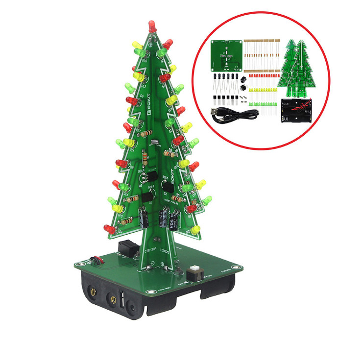 3D Christmas Tree Assemble Kit ICStation DIY Soldering Practice Electronic Kit 3D Christmas Tree Assemble Kit ICStation DIY Soldering Practice Electronic Kit