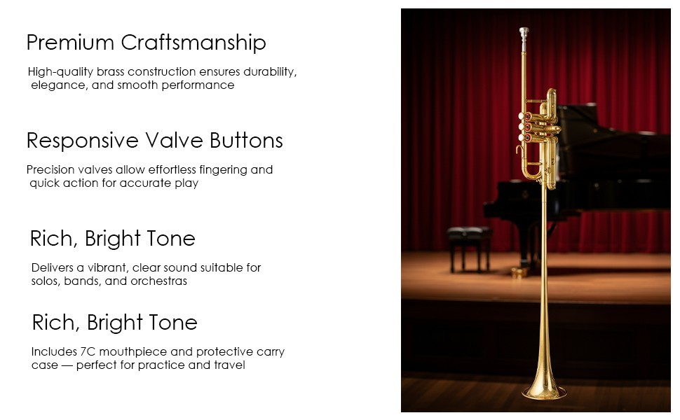 Flag Trumpet BB PITCH Shinning Brass With case super HARD CASE