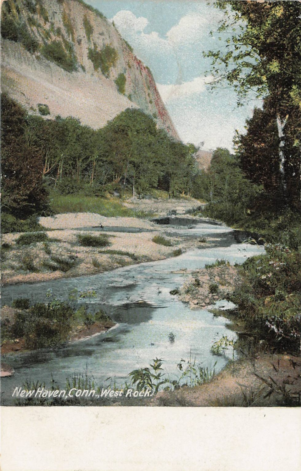 New Haven, CT West Rock River Scene Postcard Hugh C Leighton Co. Germany Print