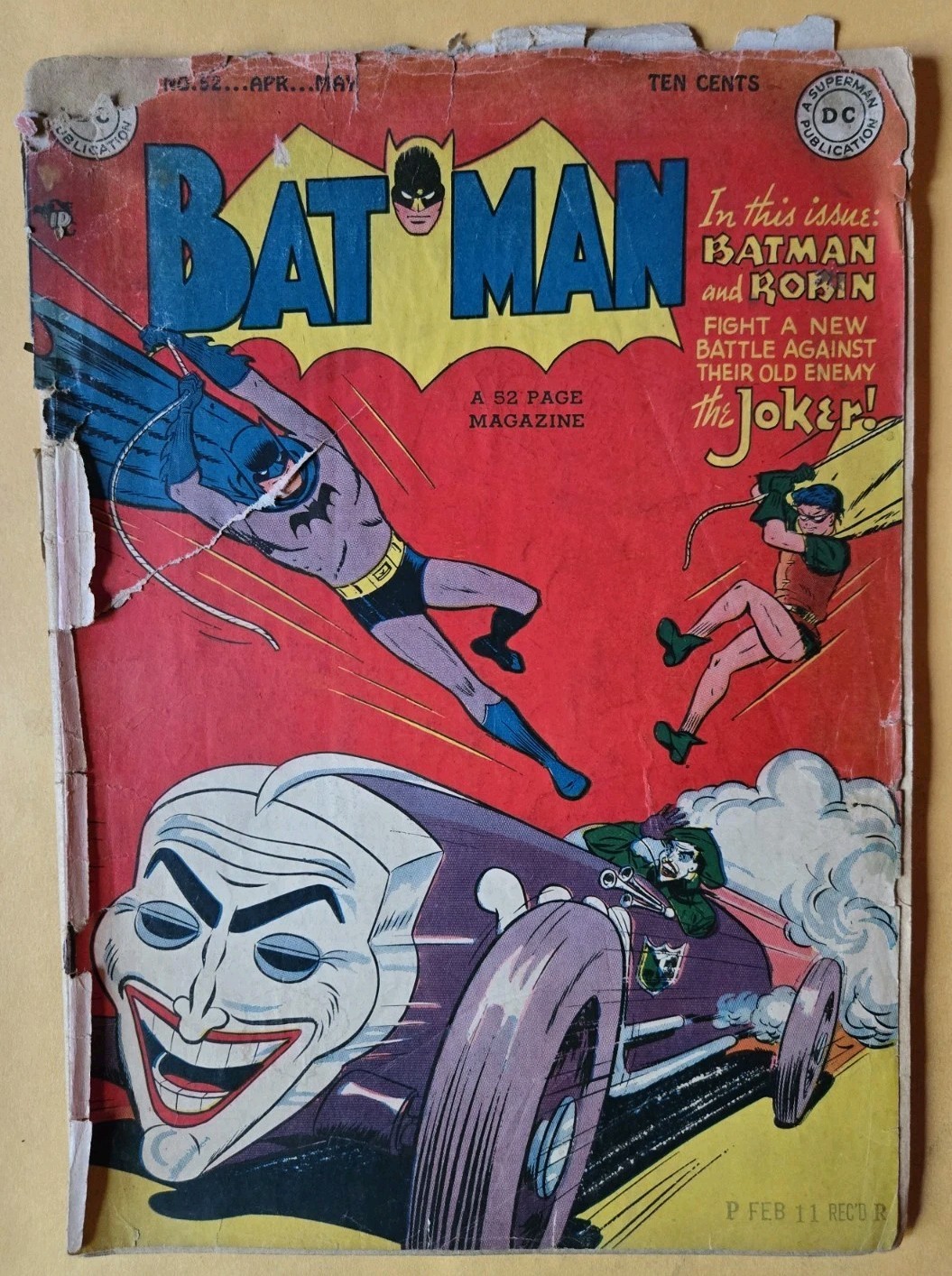Batman #52 Fair (1.0) Joker Cover Story DC Comics April-May 1949