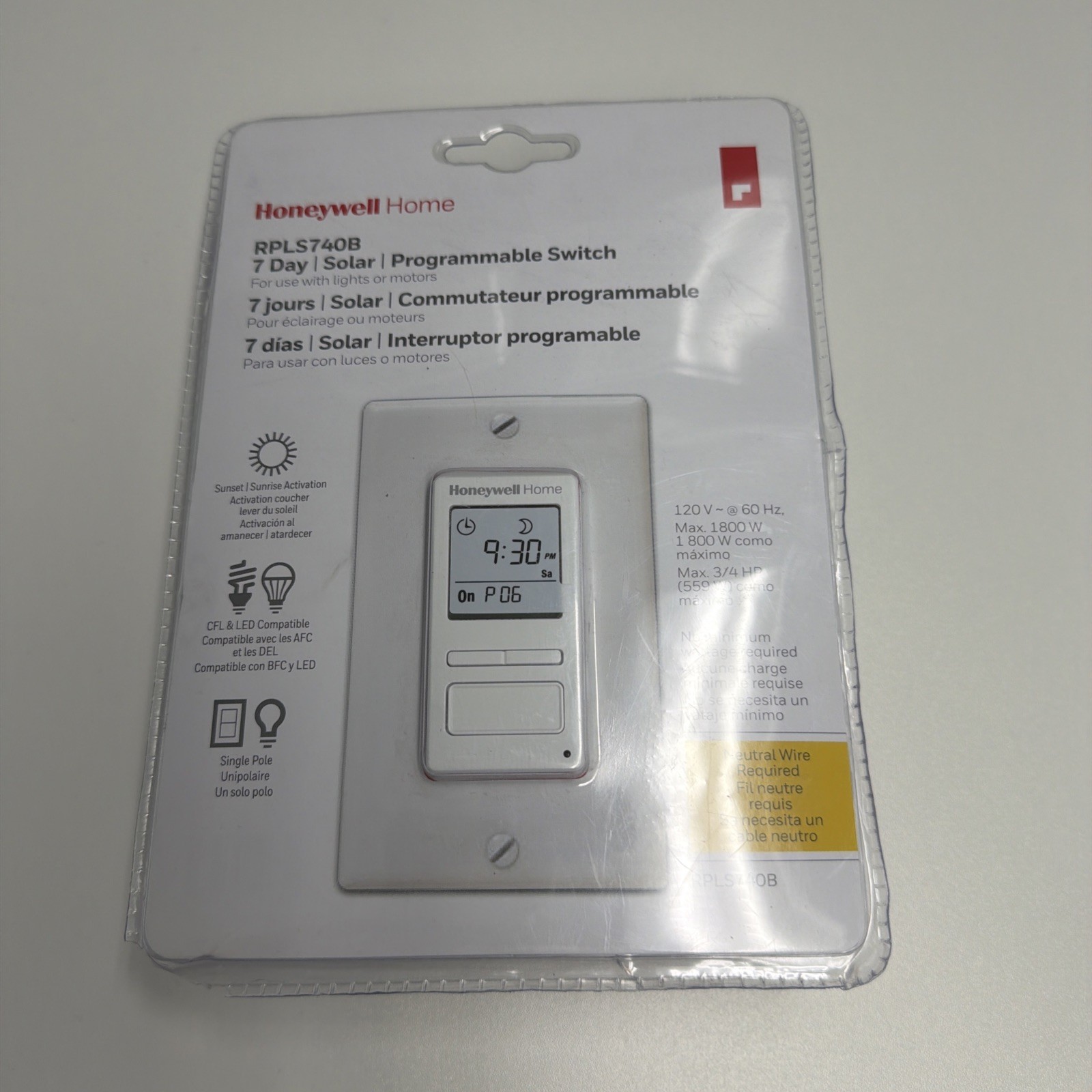 Honeywell Home RPLS740B 7 Day Programmable Light Switch Timer 120V Solar Honeywell Home RPLS740B 7 Day Programmable Light Switch Timer 120V Solar