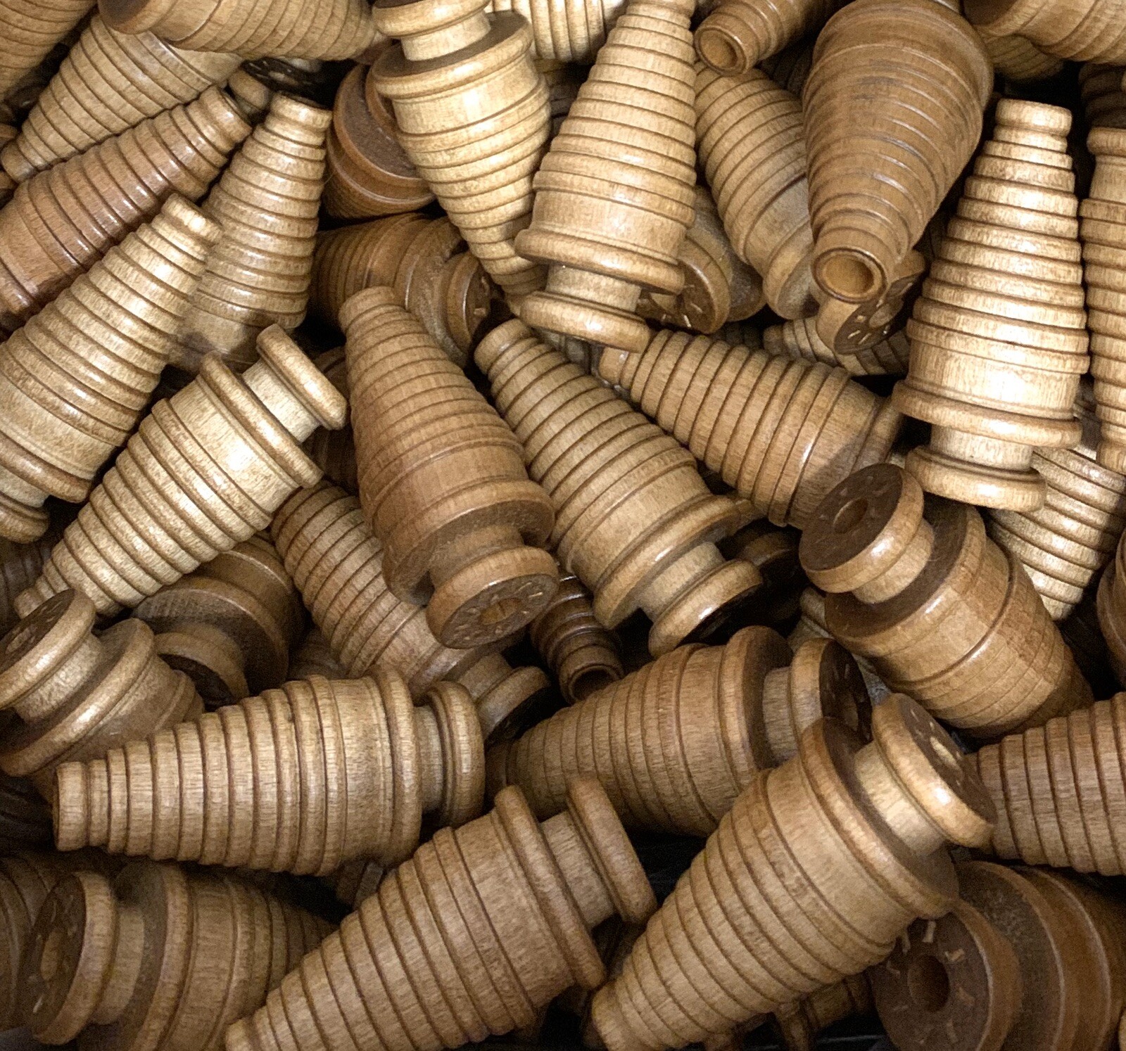 Spools Small Industrial Quills Textile Bobbin Vintage Wood NOS lot-6: