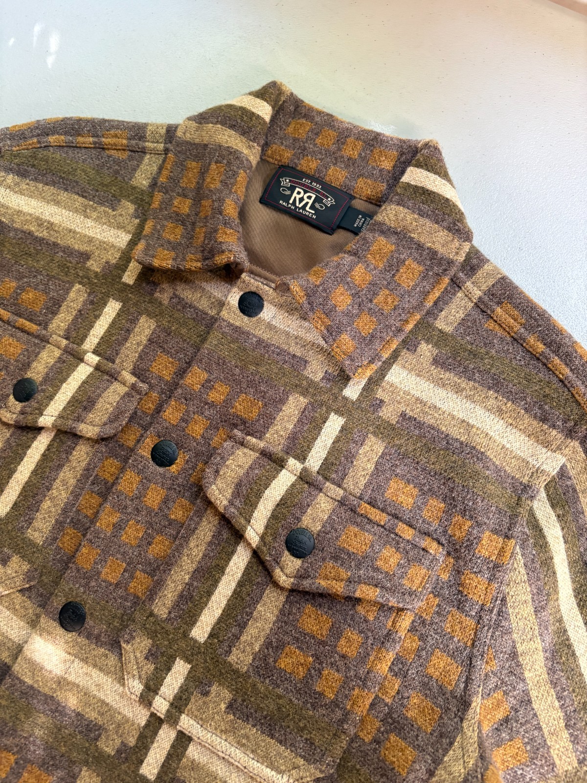 NWOT RRL Ralph Lauren Wool Cashmere Plaid Jacquard Workshirt Jacket Size S