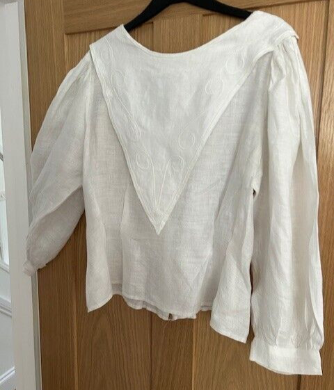 Vintage Designer Anna Cloonan Ivory Pure Linen Top, Hardly Worn Size S Vintage Designer Anna Cloonan Ivory Pure Linen Top, Hardly Worn Size S