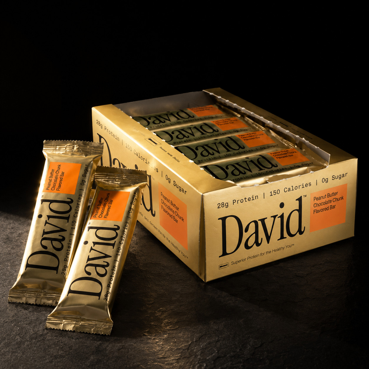 David Protein Bar Peanut Butter Chocolate Chunk 28g Protein 0g Sugar 12 Pack