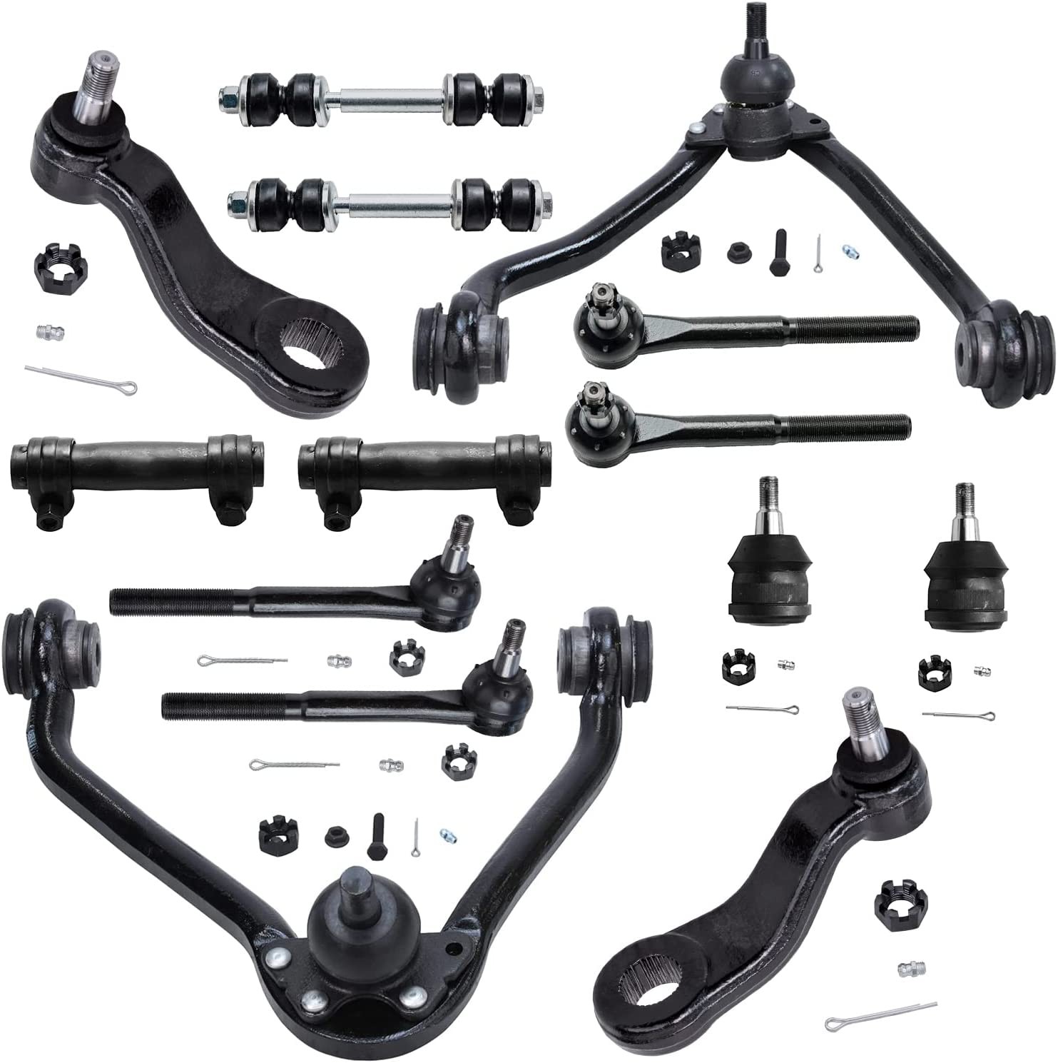 Detroit Axle 80305-14 14pc Front Upper Control Arms Ball Joints Tie Rods Sway