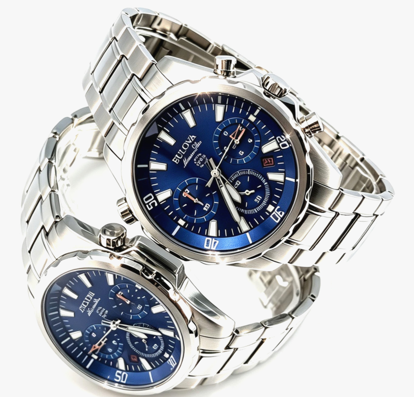 Bulova Marine Star 96B256 Men\'s Quartz Chronograph Blue Dial Steel Bracelet New