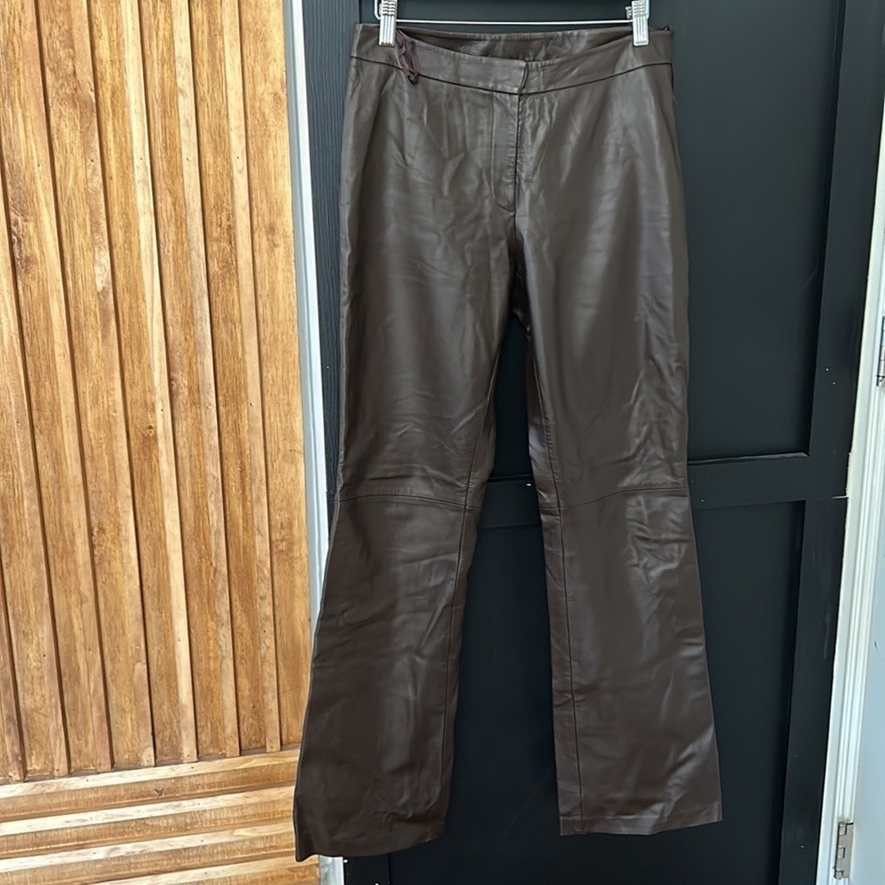 VINTAGE l Vakko Sport High Rise‎ 100% Lambleather Straight Leg Pants. Size 8