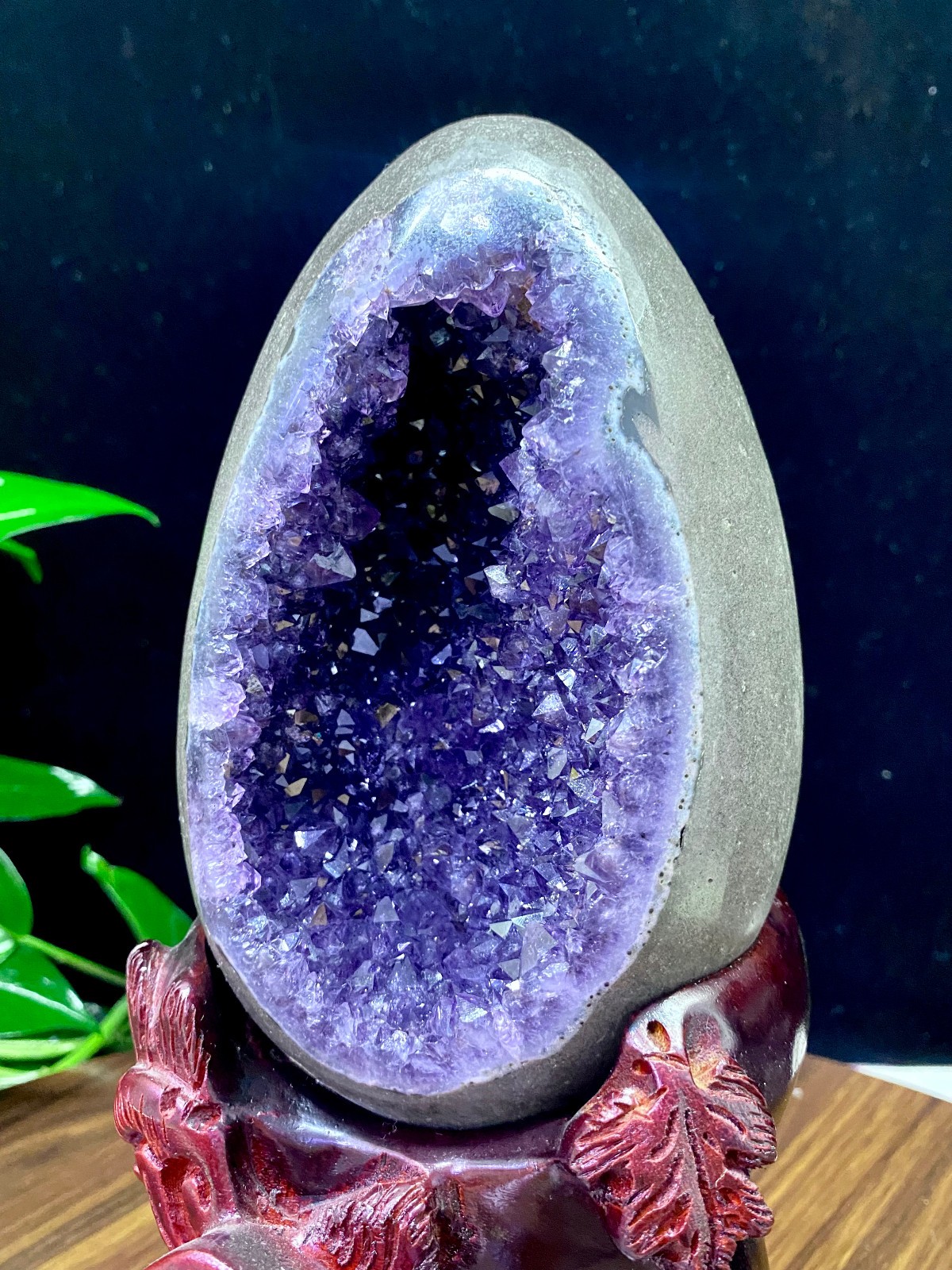 7.2LB   natural rare amethyst Dinosaur egg Quartz Crystal specimen healing+stand