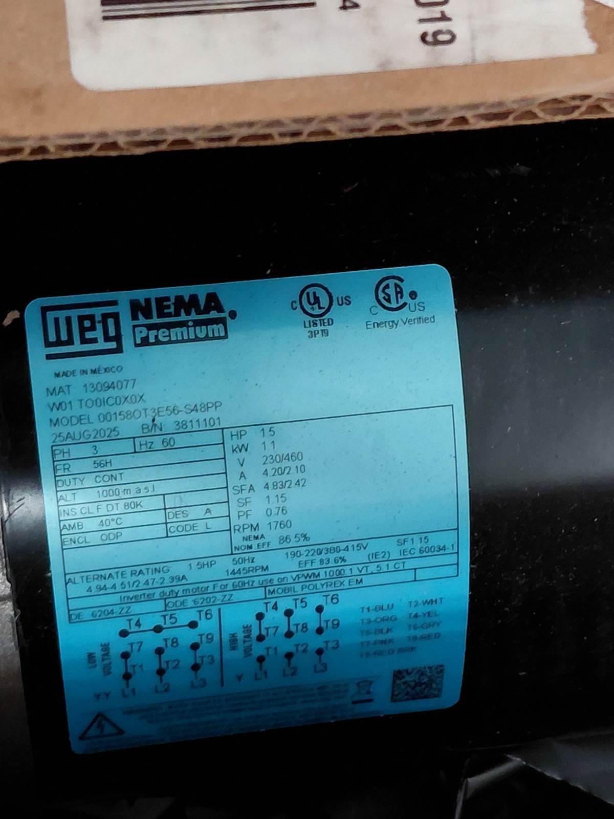 Captive-Aire 00158OT3E56-S48PP Motor Weg Captive-Aire 00158OT3E56-S48PP Motor Weg
