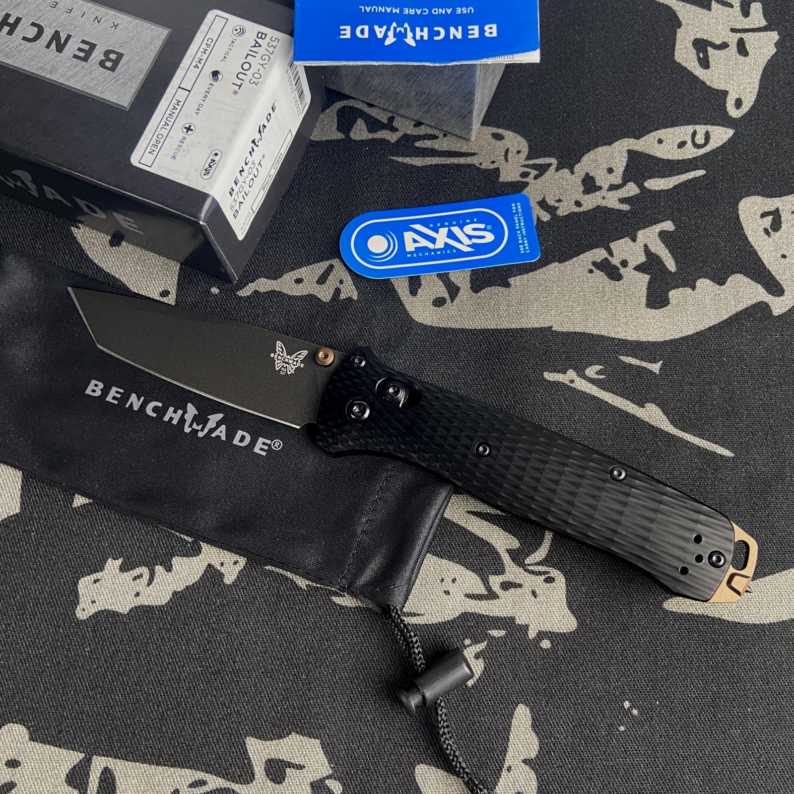 Benchmade 537GY-03 Bailout Crater Black CPM-M4 Aluminum Folding Knife Benchmade 537GY-03 Bailout Crater Black CPM-M4 Aluminum Folding Knife