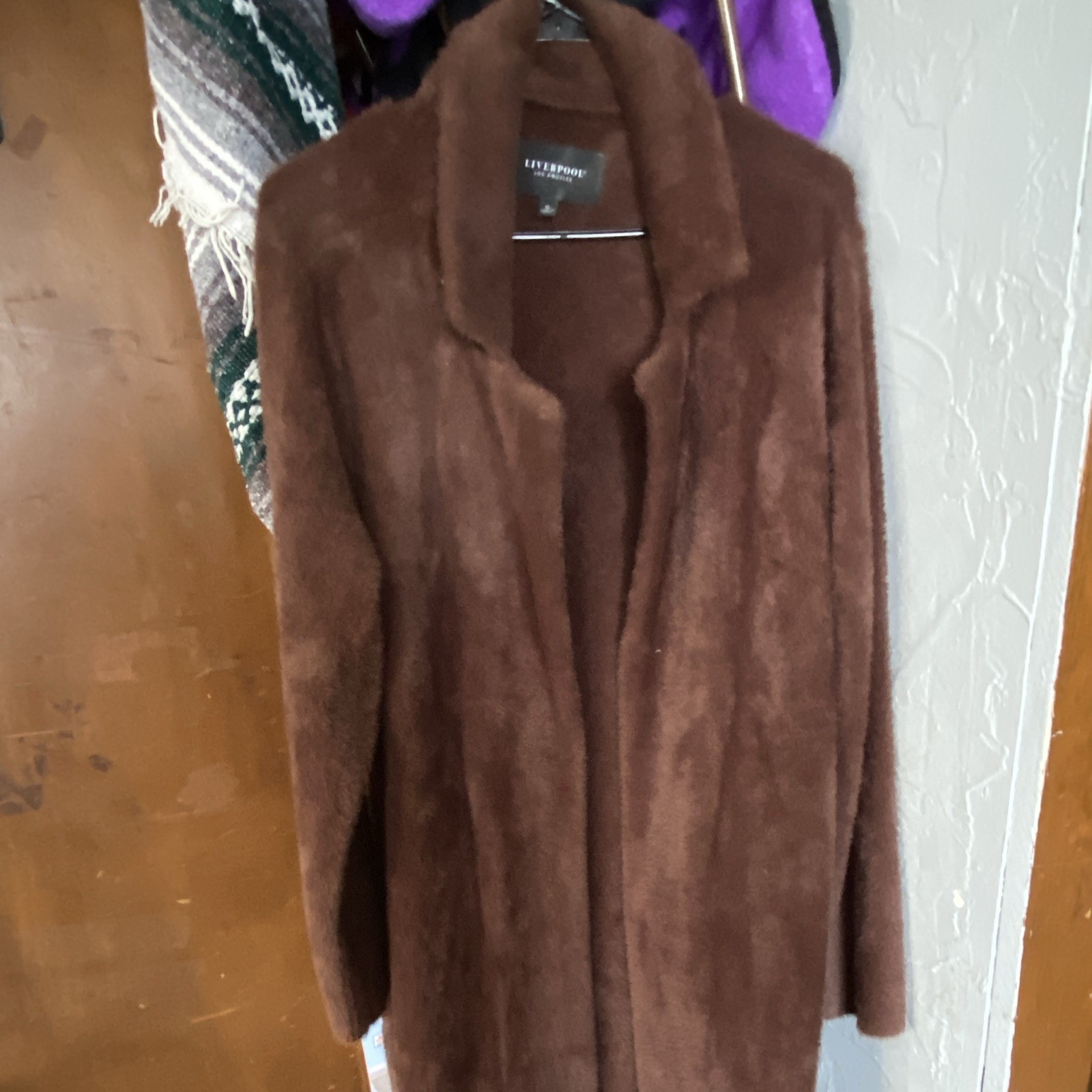 Liverpool Los Angeles Women’s Brown Open Front Collared Mid-Length Coat XL