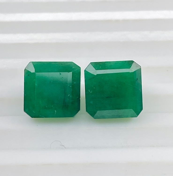 10.99 crt Natural Emerald Square Octagon Pair Certified Loose Gemstone